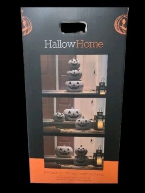 x3 Pottery Barn dupe Gray Terracotta Look Jack O Lantern Pumpkin Stackable Decor